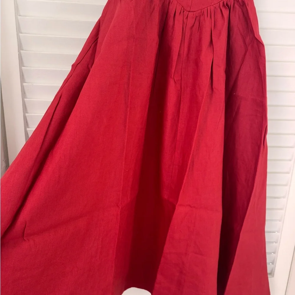 NWOT Reformation Balia Linen Midi / Maxi Dress in Sundried Tomato Red - Picture 10 of 14